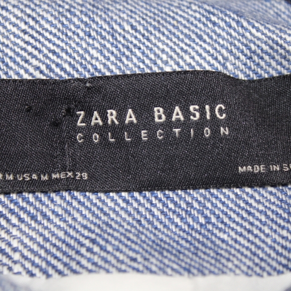 Zara Basics Collection Crossover Blue Textured Tweed Linen Jacket Blazer Medium - Picture 2 of 11